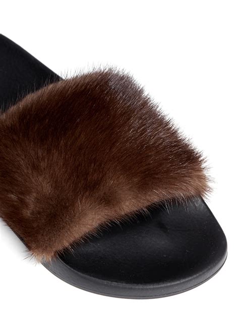 givenchy brown mink slides|givenchy slides women.